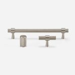 Porto - Knurled Brushed Nickel Brass Pull - Architectural Hardware - Knurled Matte Black/Brass Pull