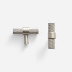 Porto - Knurled Brushed Nickel Brass Pull - Architectural Hardware - Knurled Matte Black/Brass Pull