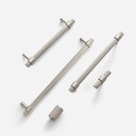 Porto - Knurled Brushed Nickel Brass Pull - Architectural Hardware - Knurled Matte Black/Brass Pull