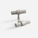 Porto - Knurled Brushed Nickel Brass Pull - Architectural Hardware - Knurled Matte Black/Brass Pull