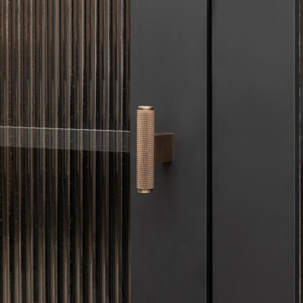 Lecce - Knurled Matte Black Brass Handle - Architectural Hardware - Matte Black Brass