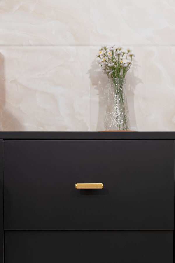 Lecce - Knurled Matte Black Brass Handle - Architectural Hardware - Matte Black Brass