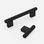 Lecce - Knurled Matte Black Brass Pull - Architectural Hardware - Knurled Matte Black Brass