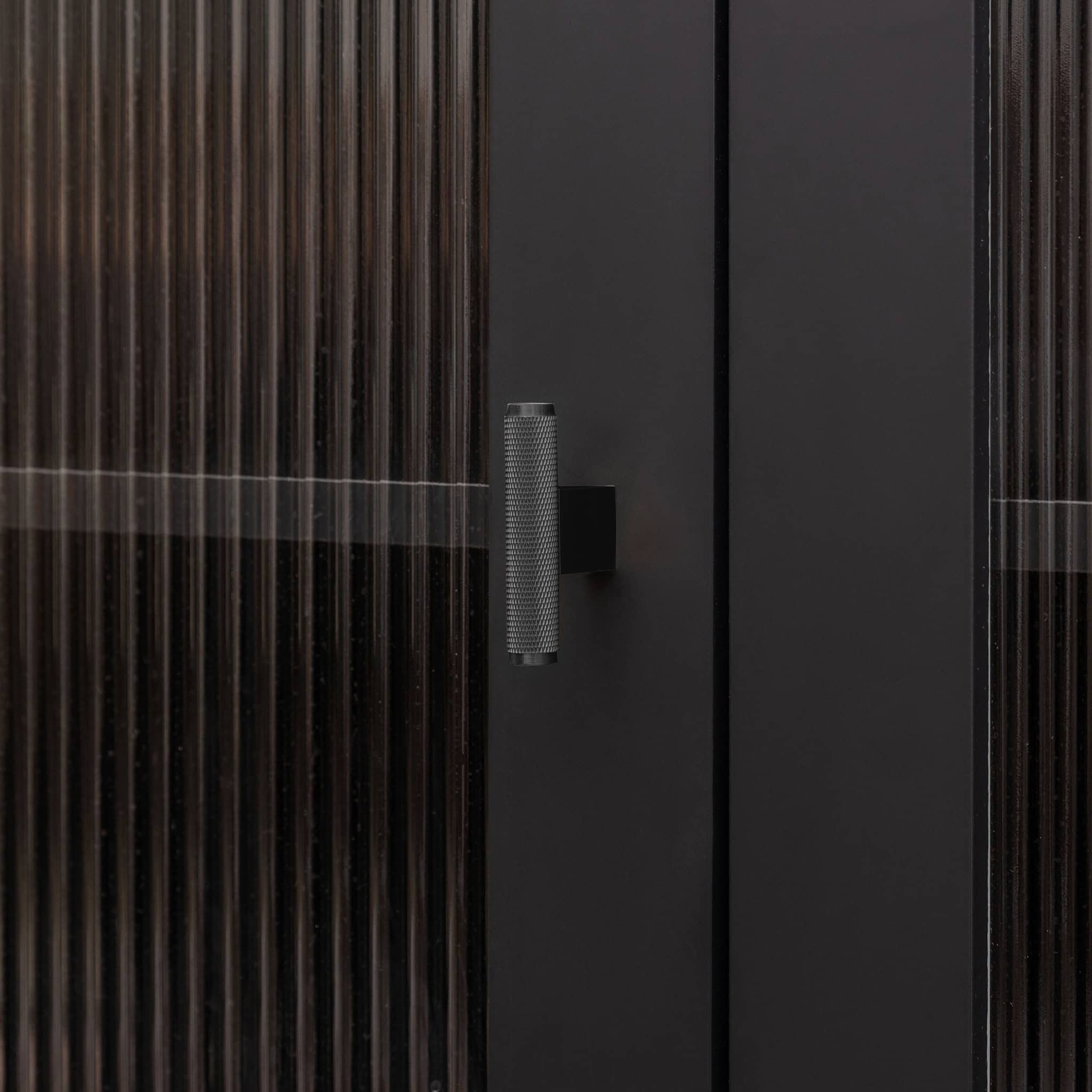 Lecce - Knurled Matte Black Brass Pull - Architectural Hardware - Knurled Matte Black Brass