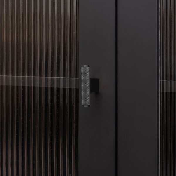 Lecce - Knurled Matte Black Brass Pull - Architectural Hardware - Knurled Matte Black Brass