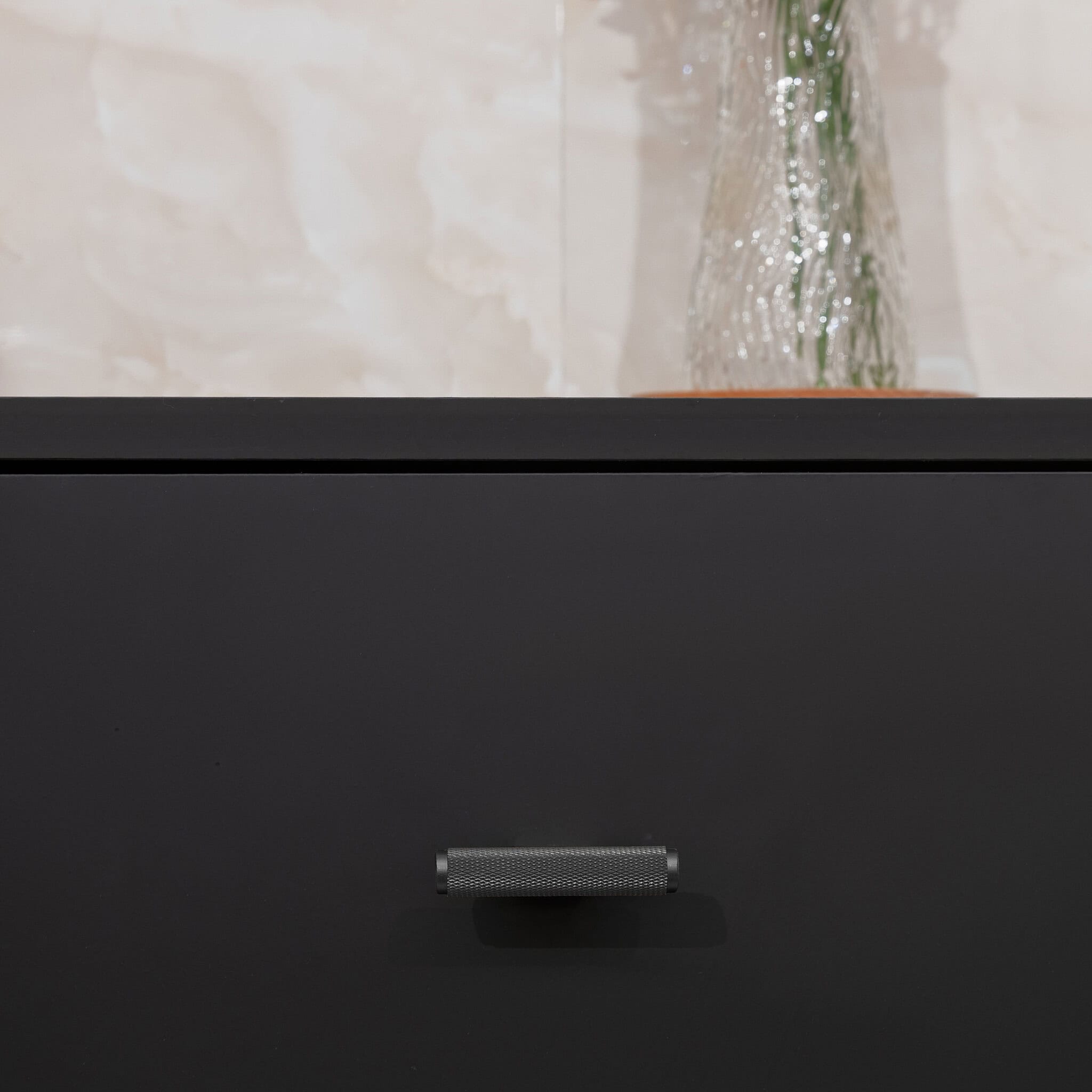 Lecce - Knurled Matte Black Brass Pull - Architectural Hardware - Knurled Matte Black Brass