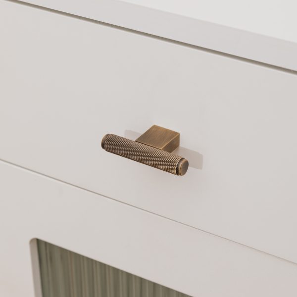 Lecce - Knurled Matte Black Brass Handle - Architectural Hardware - Matte Black Brass